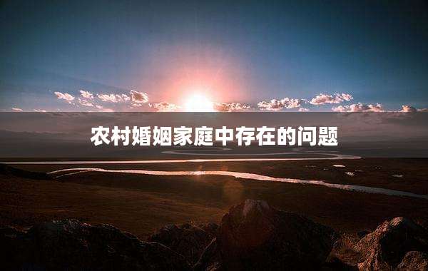 农村婚姻家庭中存在的问题