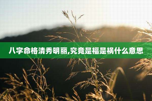 八字命格清秀明丽,究竟是福是祸什么意思