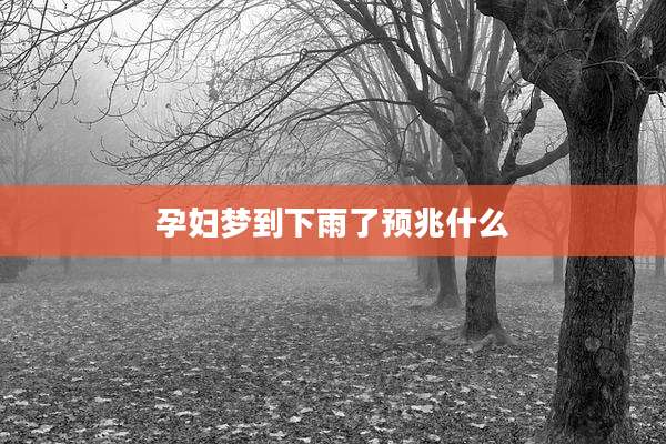 孕妇梦到下雨了预兆什么
