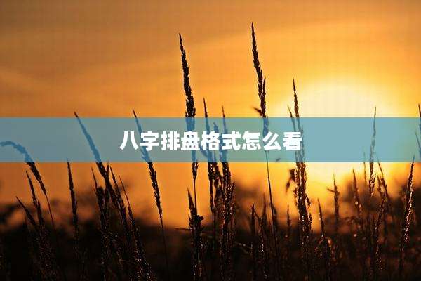 八字排盘格式怎么看