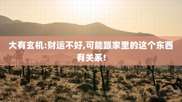 大有玄机:财运不好,可能跟家里的这个东西有关系!
