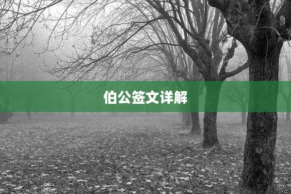 伯公签文详解