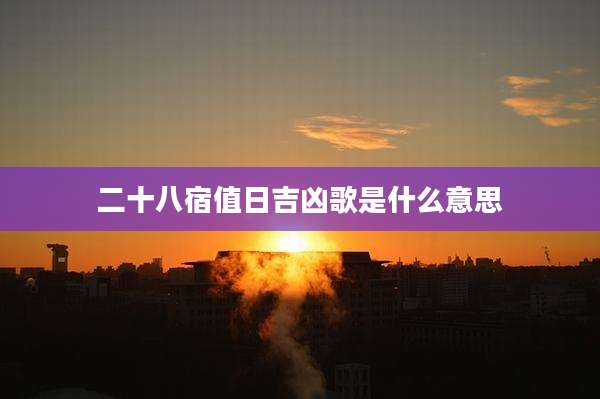 二十八宿值日吉凶歌是什么意思