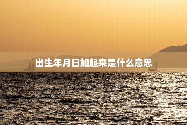 出生年月日加起来是什么意思