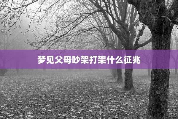 梦见父母吵架打架什么征兆