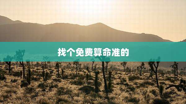 找个免费算命准的