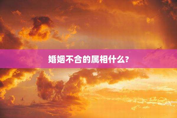 婚姻不合的属相什么?