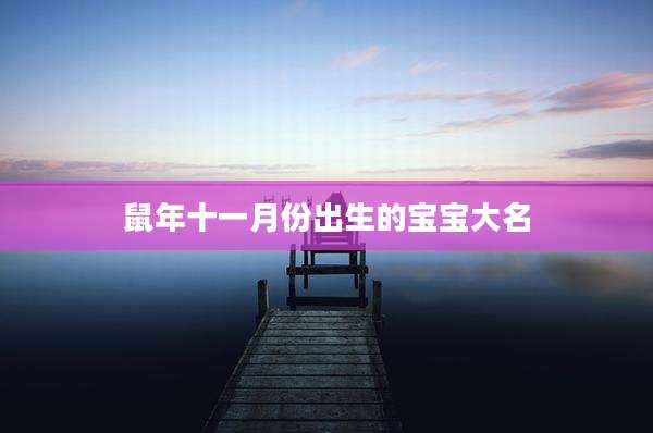 鼠年十一月份出生的宝宝大名