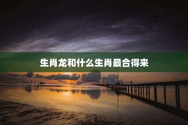 生肖龙和什么生肖最合得来