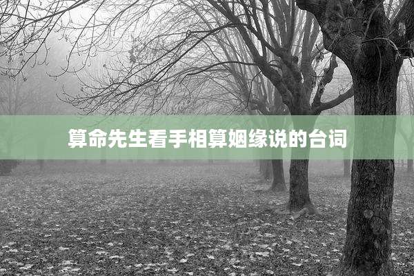 算命先生看手相算姻缘说的台词
