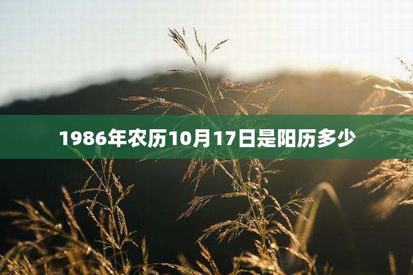 1986年农历10月17日是阳历多少