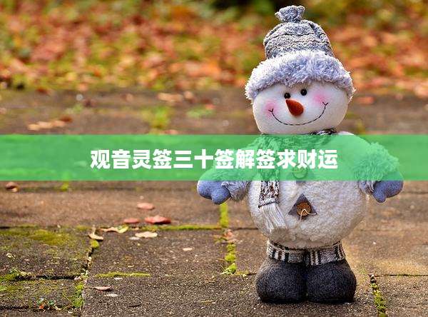 观音灵签三十签解签求财运