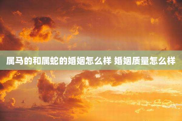 属马的和属蛇的婚姻怎么样 婚姻质量怎么样