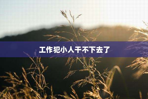 工作犯小人干不下去了