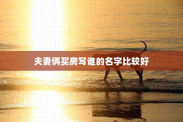 夫妻俩买房写谁的名字比较好