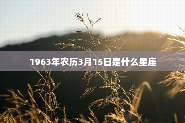 1963年农历3月15日是什么星座
