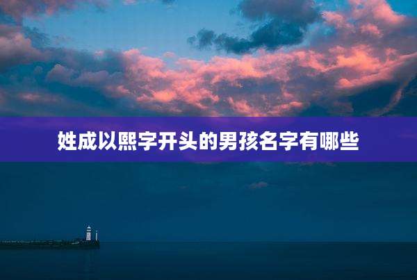 姓成以熙字开头的男孩名字有哪些