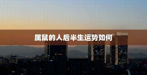 属鼠的人后半生运势如何