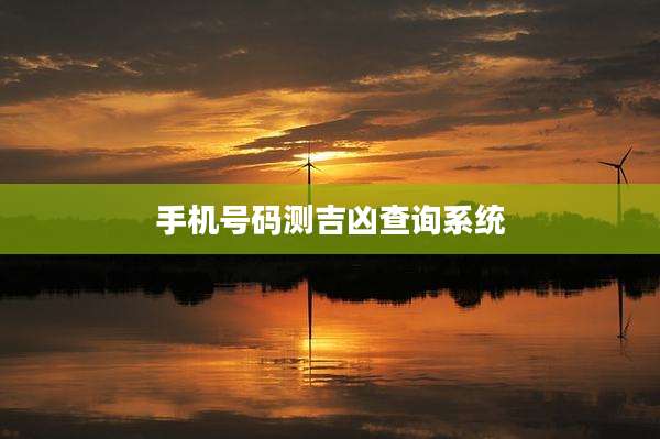 手机号码测吉凶查询系统