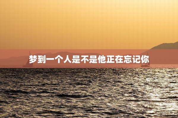 梦到一个人是不是他正在忘记你