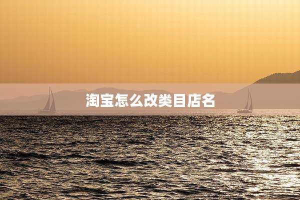 淘宝怎么改类目店名