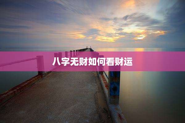 八字无财如何看财运