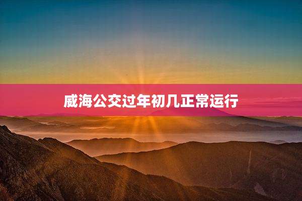 威海公交过年初几正常运行