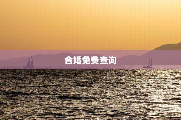 合婚免费查询