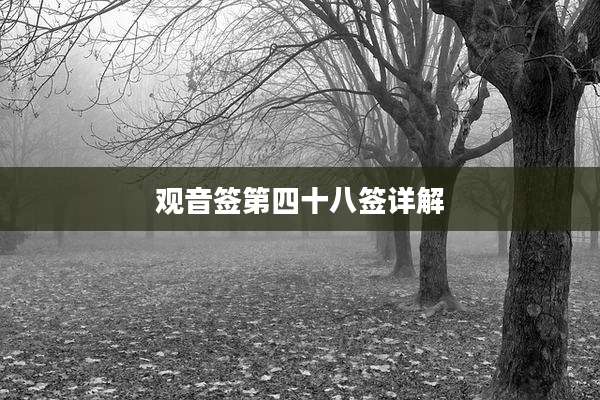 观音签第四十八签详解