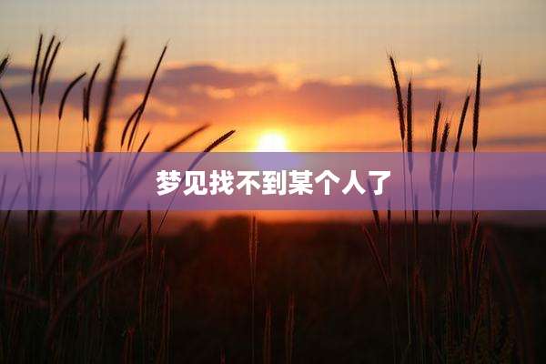 梦见找不到某个人了