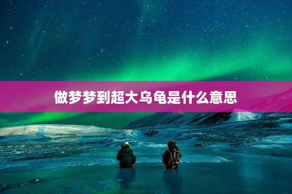 做梦梦到超大乌龟是什么意思