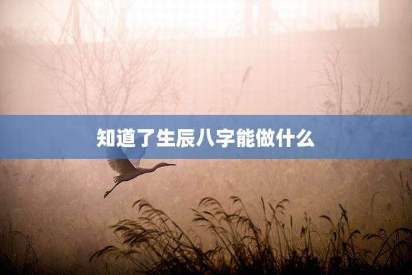 知道了生辰八字能做什么