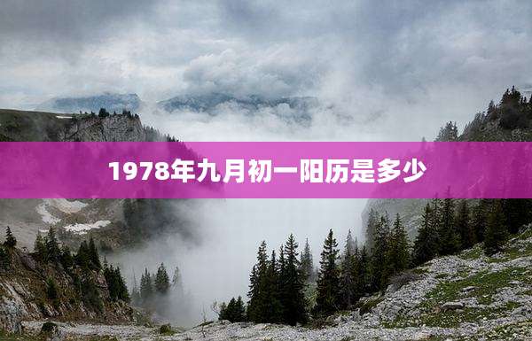 1978年九月初一阳历是多少