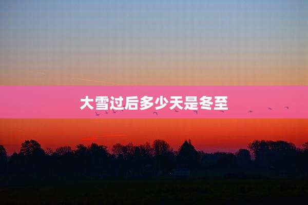 大雪过后多少天是冬至