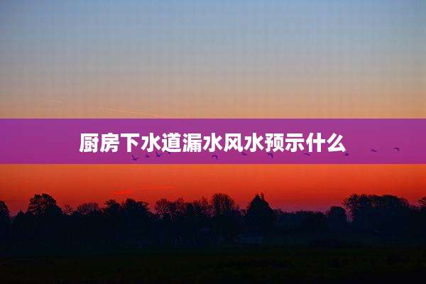 厨房下水道漏水风水预示什么