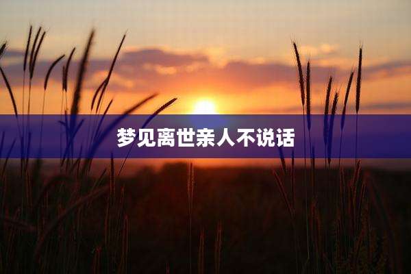 梦见离世亲人不说话