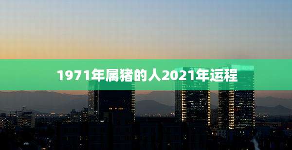 1971年属猪的人2021年运程