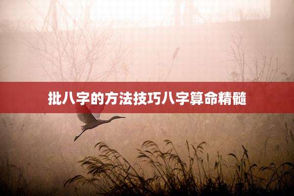 批八字的方法技巧八字算命精髓