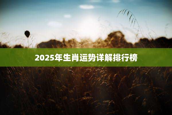 2025年生肖运势详解排行榜