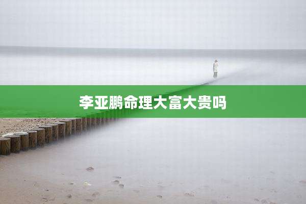 李亚鹏命理大富大贵吗