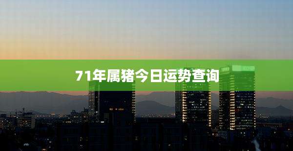 71年属猪今日运势查询