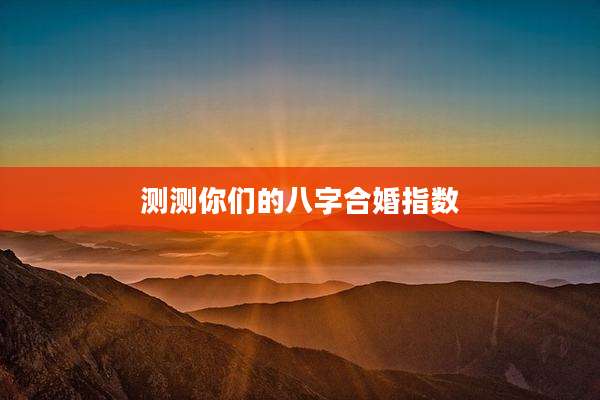 测测你们的八字合婚指数