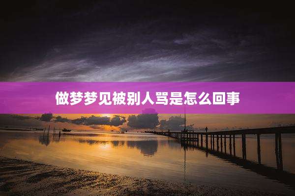 做梦梦见被别人骂是怎么回事