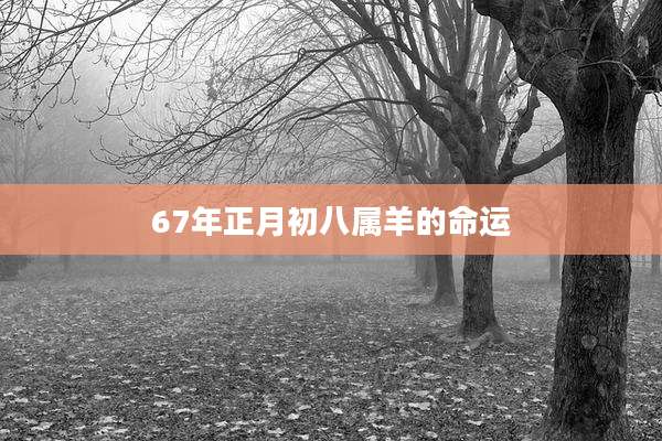 67年正月初八属羊的命运