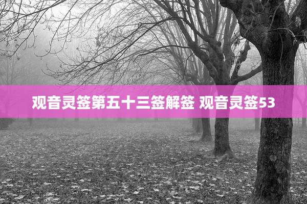 观音灵签第五十三签解签 观音灵签53