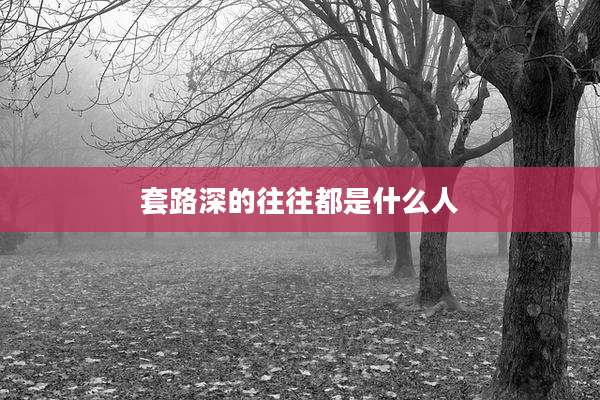 套路深的往往都是什么人