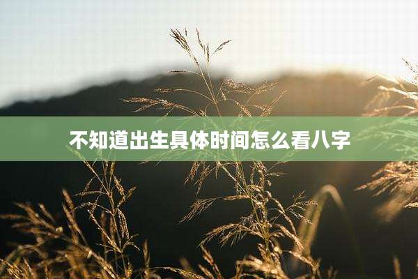 不知道出生具体时间怎么看八字