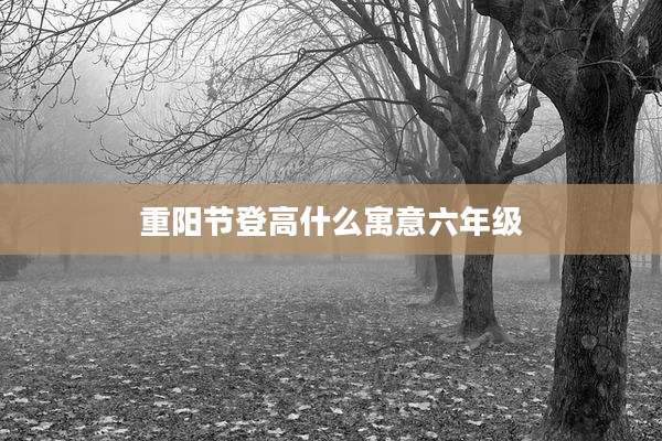 重阳节登高什么寓意六年级