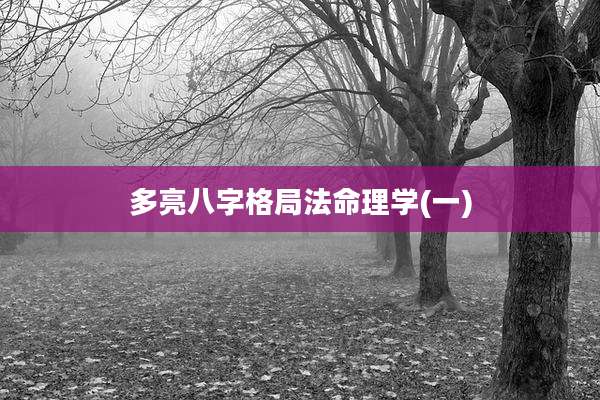 多亮八字格局法命理学(一)