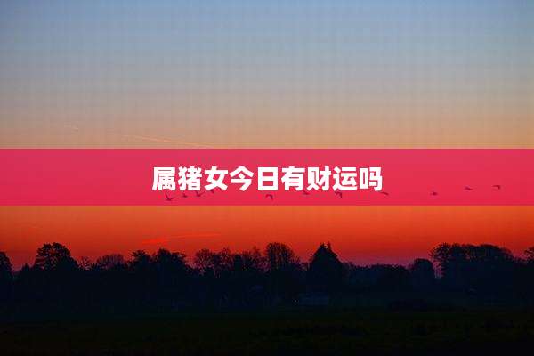 属猪女今日有财运吗